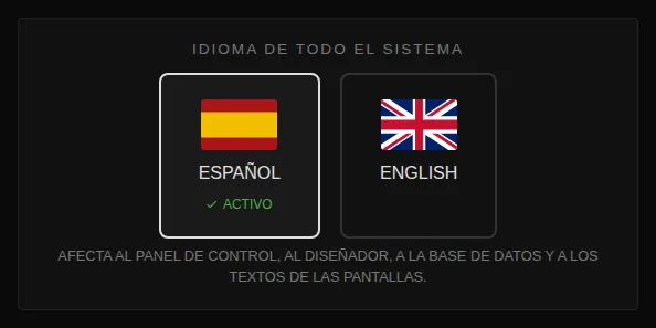 Selector de idioma con español e inglés