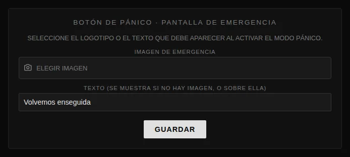 Configuración del botón de pánico