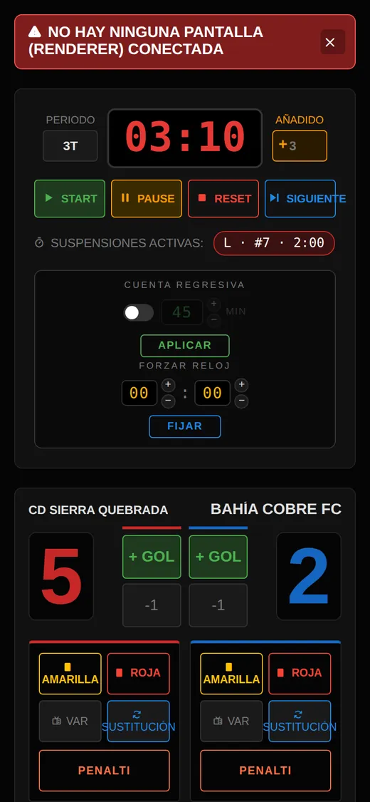 El mismo panel de control en un móvil